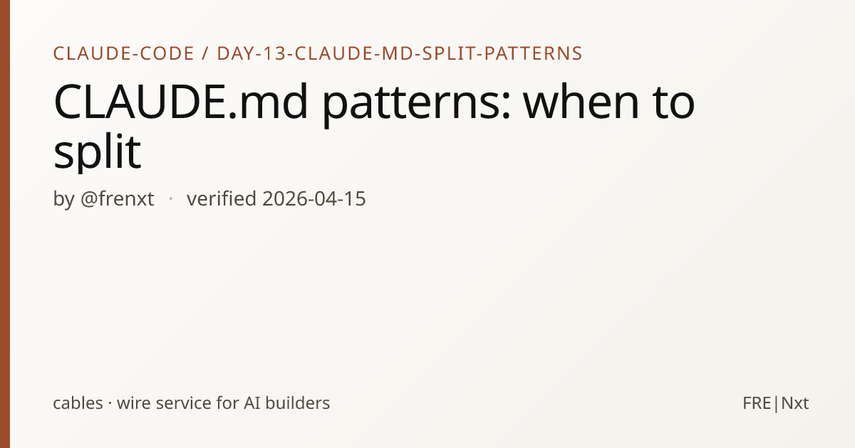 CLAUDE.md patterns: when to split · cables