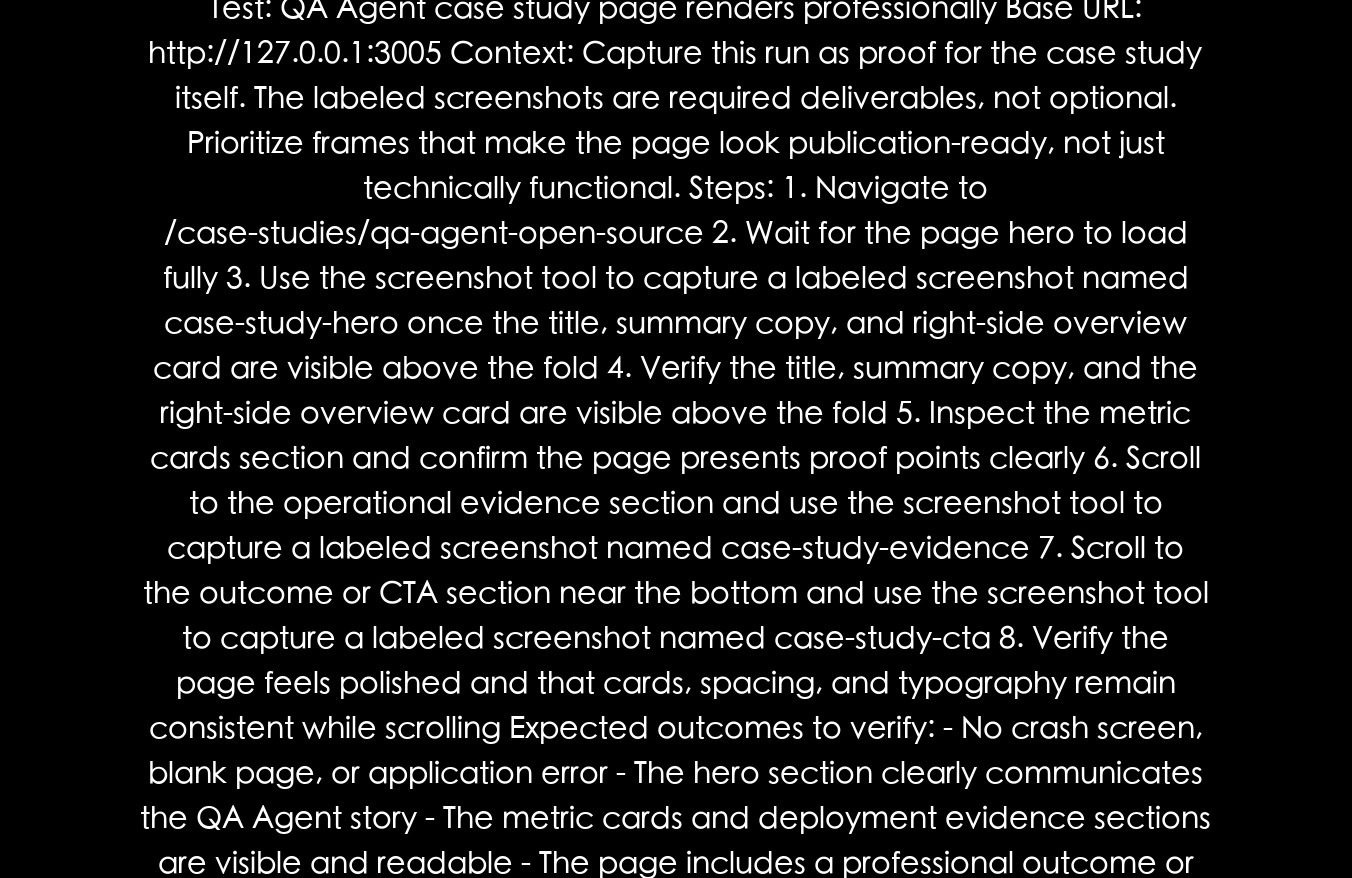 GIF proof from the QA Agent validation run of the case study page